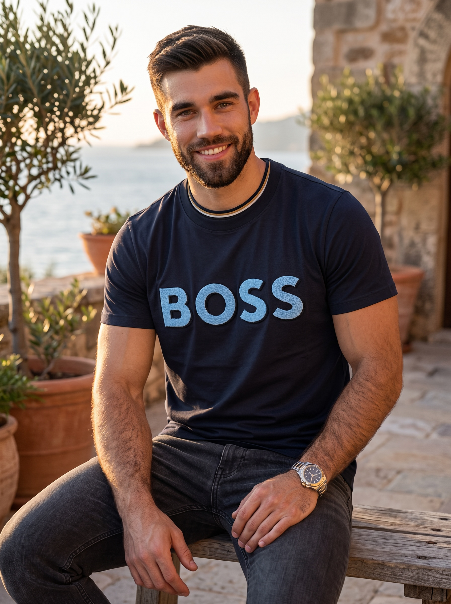 Playera Boss Classic Fit Cuello Redondo Talla L