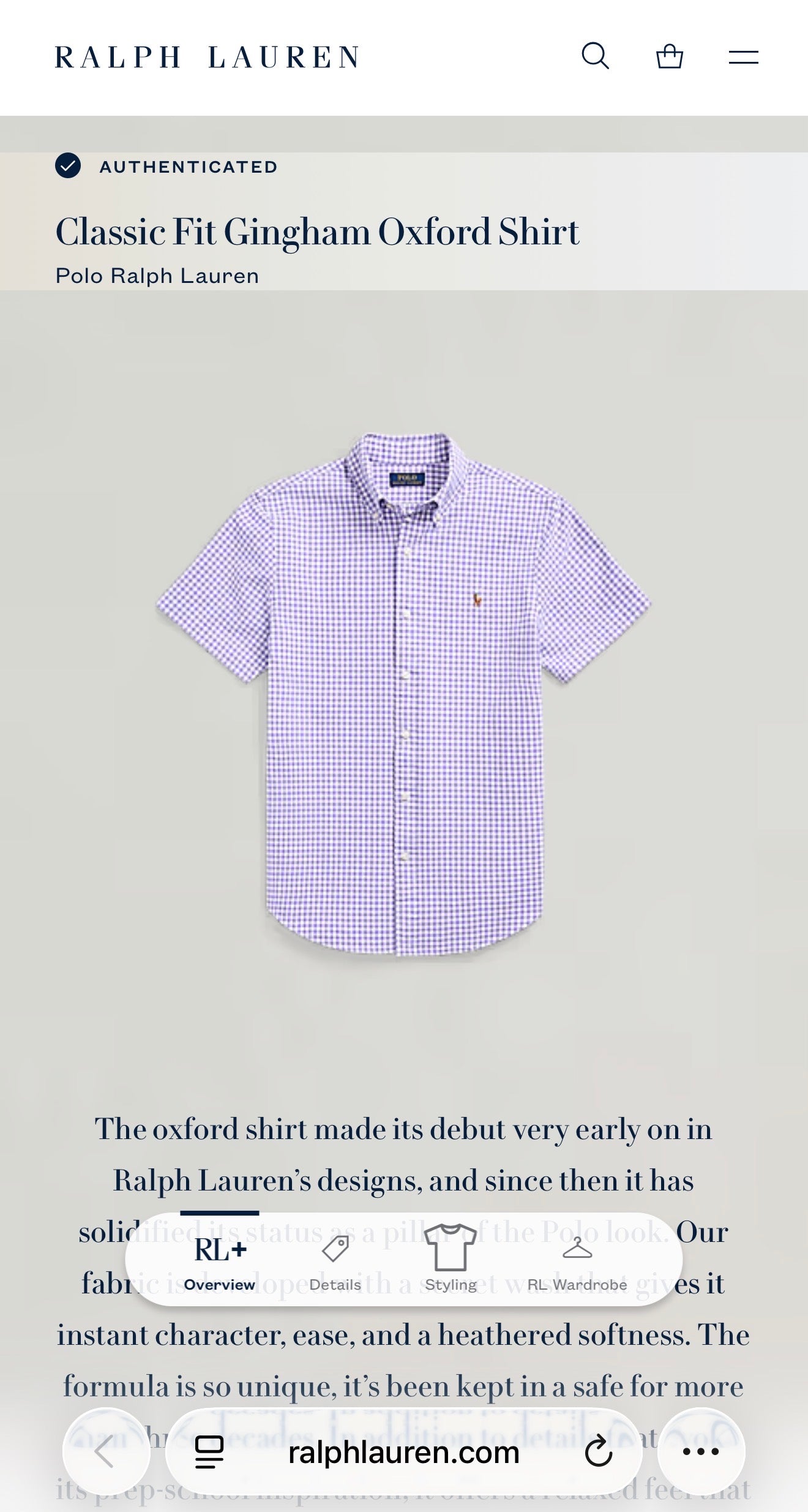 Camisa Polo Ralph Lauren Classic Fit Manga Corta Talla XL