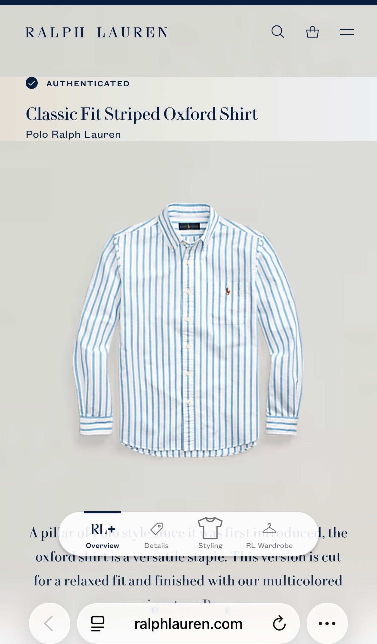 Camisa Polo Ralph Lauren Classic Fit Manga Larga Talla XXL