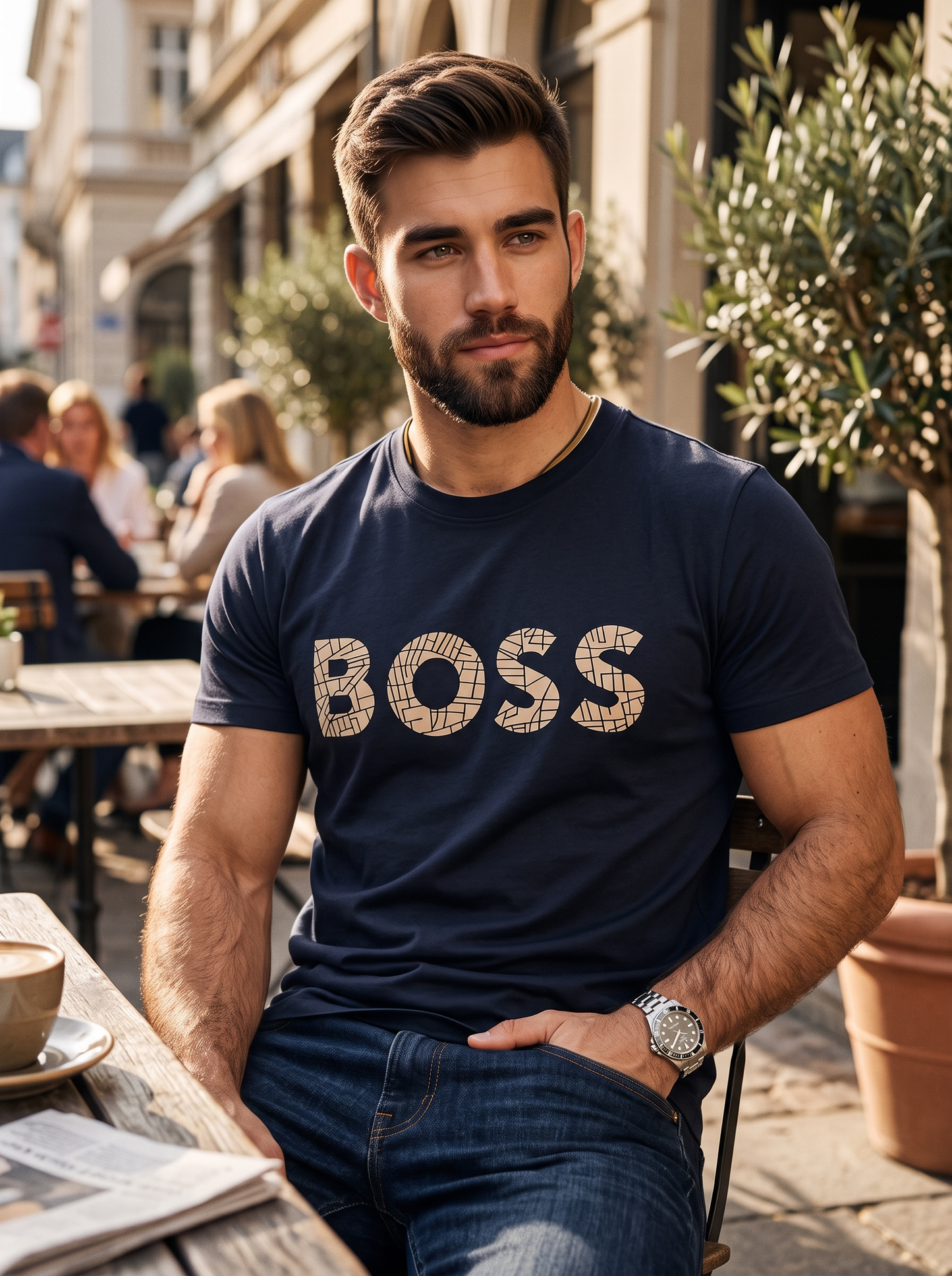 Playera Boss Classic Fit Cuello Redondo Talla L