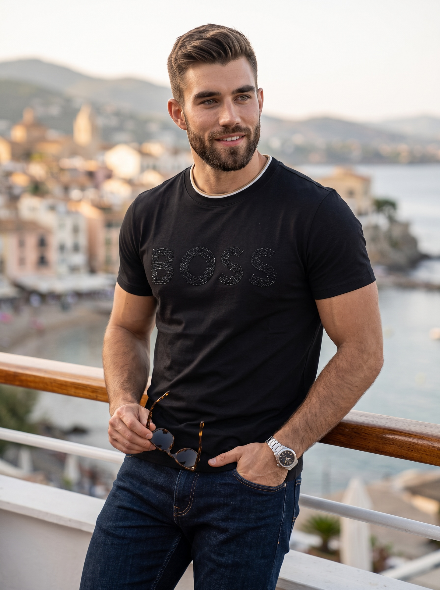 Playera Boss Classic Fit Cuello Redondo Talla L