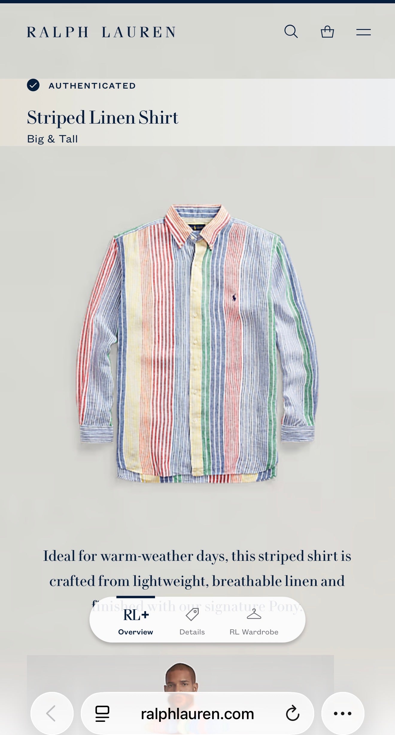 Camisa Polo Ralph Lauren Classic Fit Manga larga de lino Talla XXL