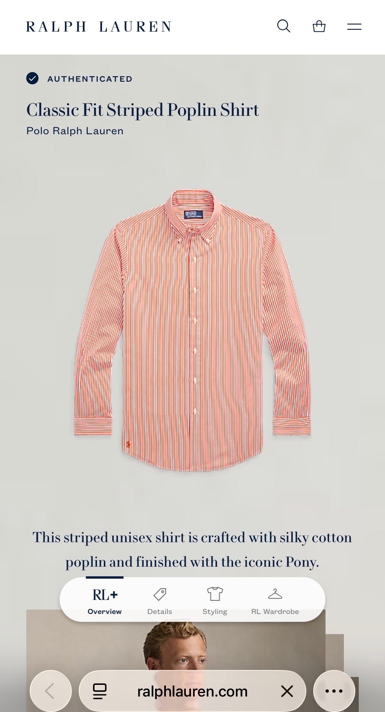 Camisa Polo Ralph Lauren Classic Fit Manga Larga Talla L