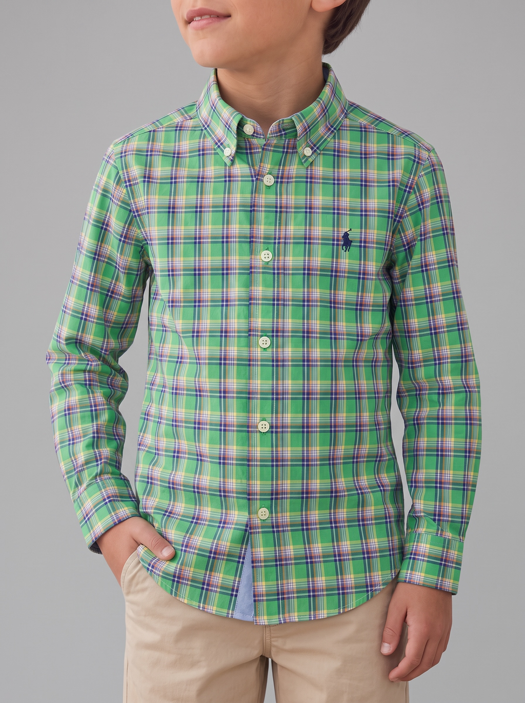 Camisa Polo Ralph Lauren Classic Fit manga larga talla 10-12 niño