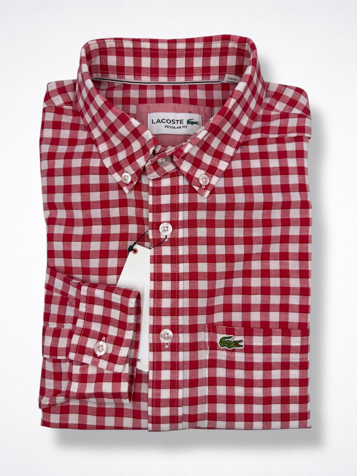 Camisa Lacoste Custom Fit Manga Larga Talla M