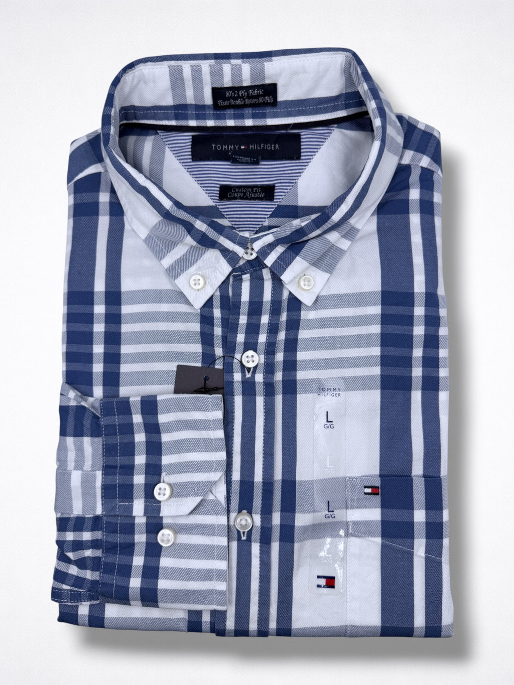 Camisa Tommy Hilfiger Custom Fit manga larga talla L