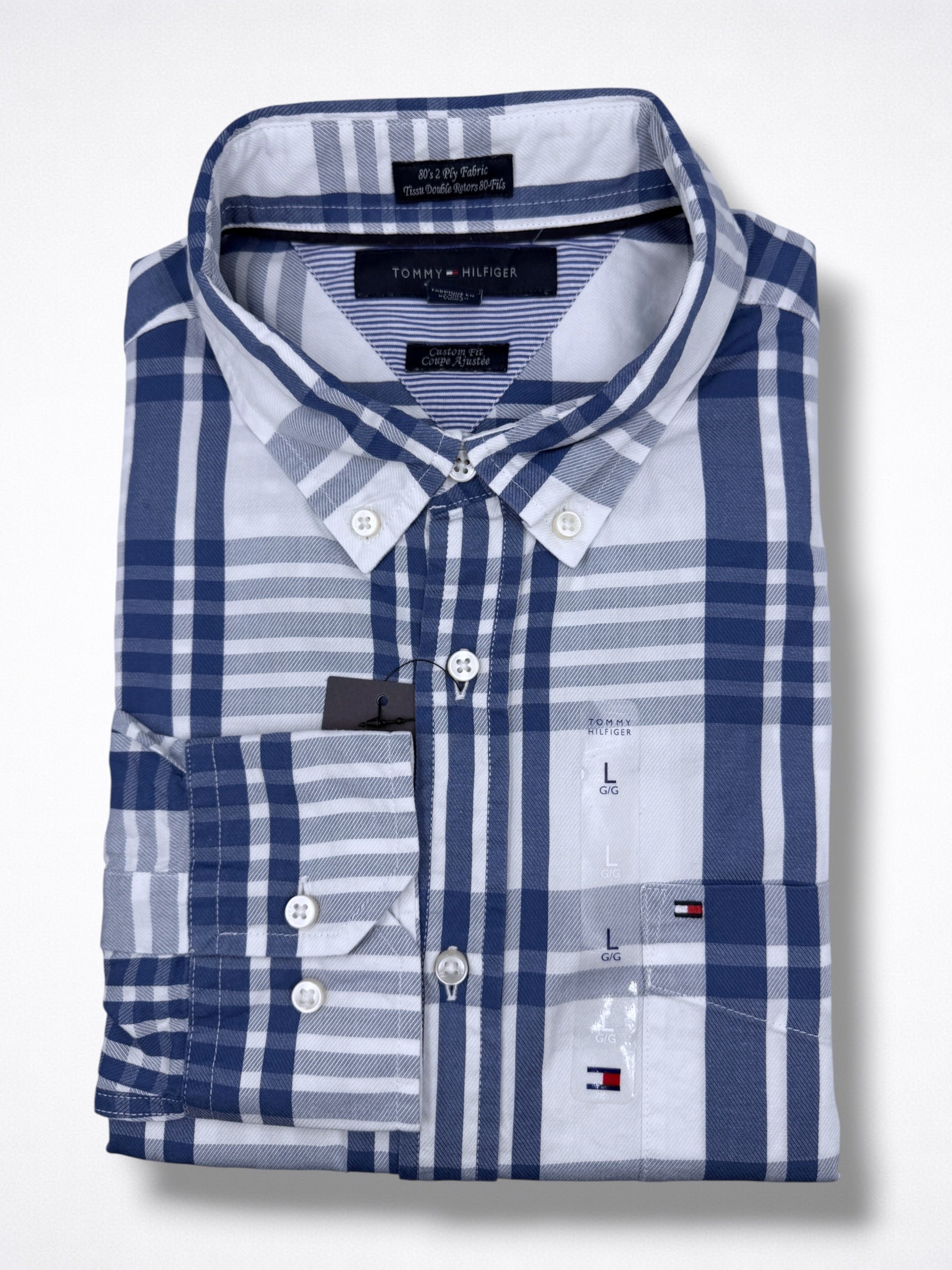 Camisa Tommy Hilfiger Custom Fit manga larga talla L