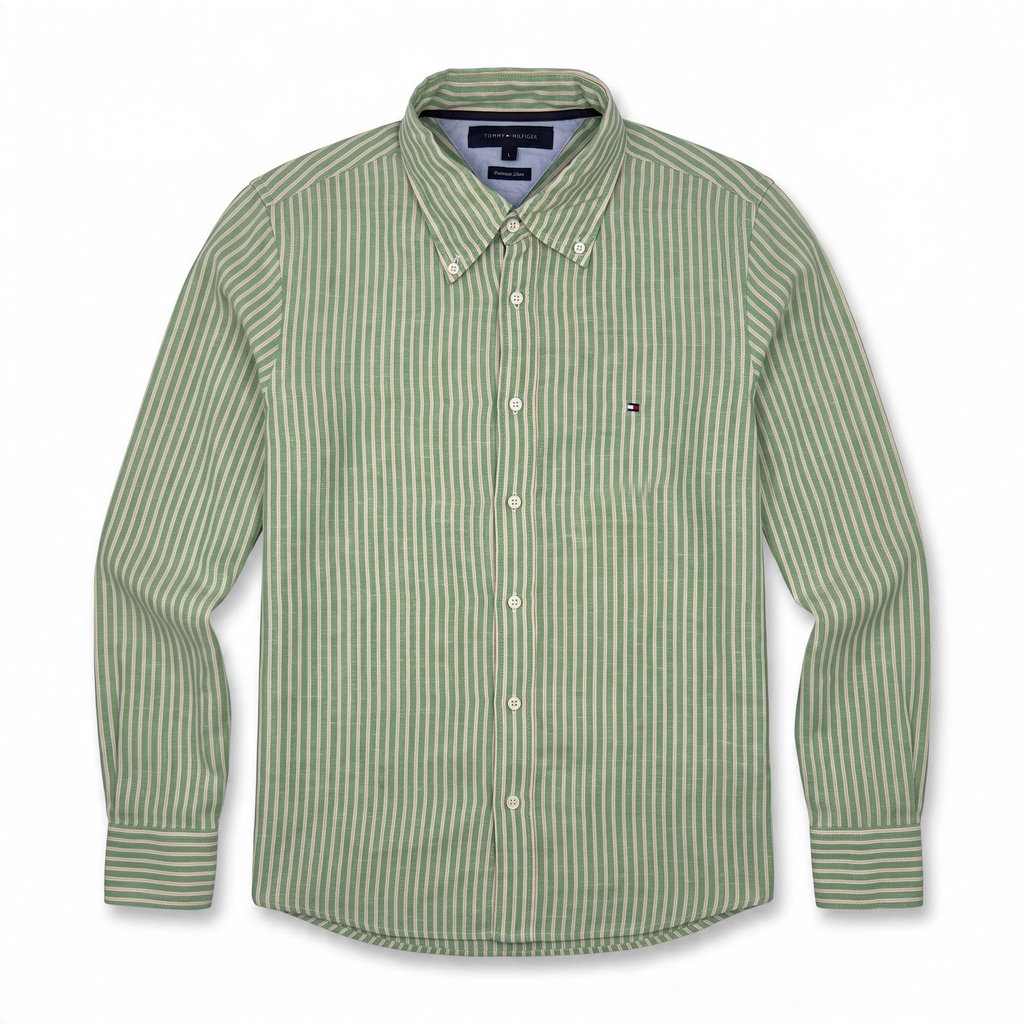 Camisa Tommy Hilfiger Classic Fit manga larga de lino talla L