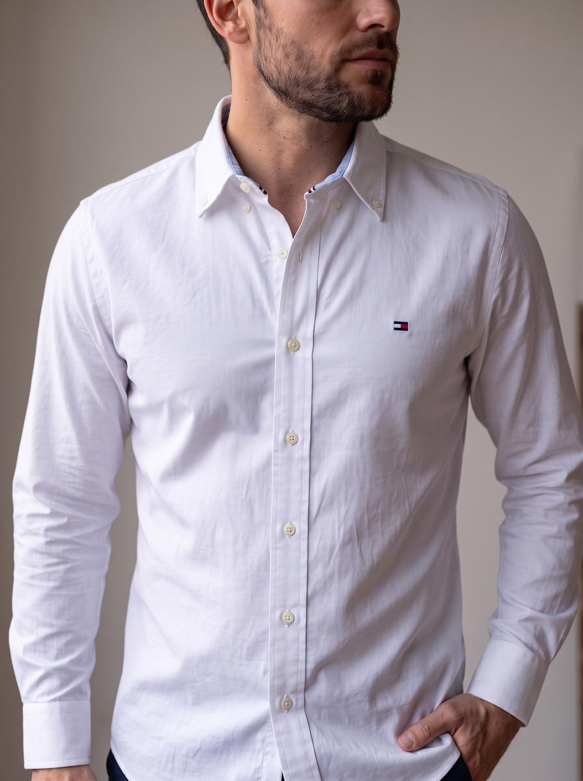 Camisa Tommy Hilfiger Classic Fit manga larga talla L