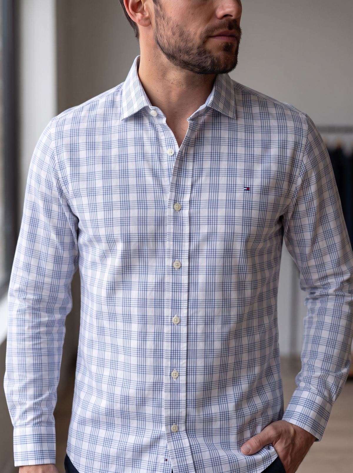 Camisa Tommy Hilfiger Classic Fit manga larga talla XL