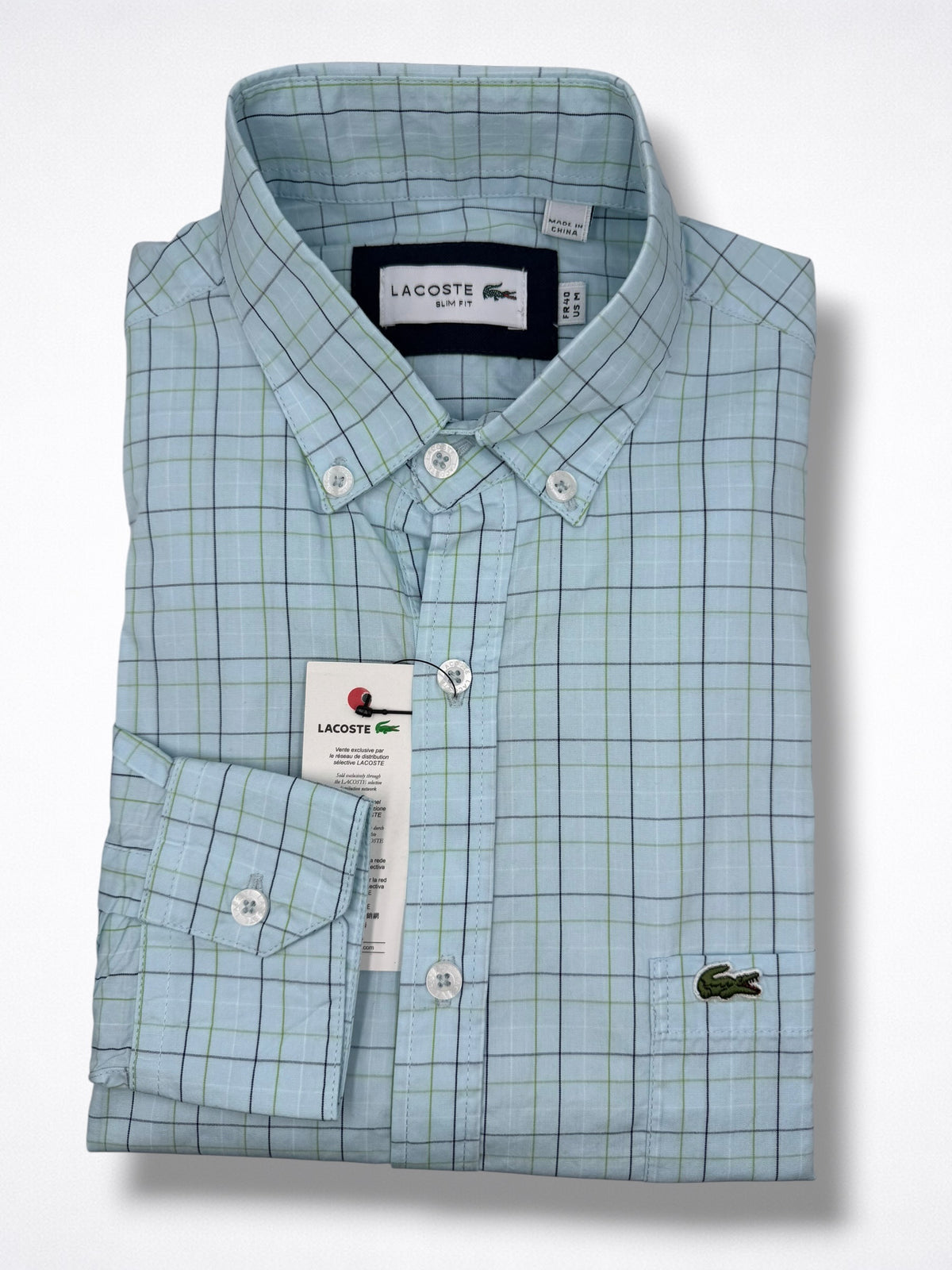 Camisa Lacoste Slim Fit Manga Larga Talla M