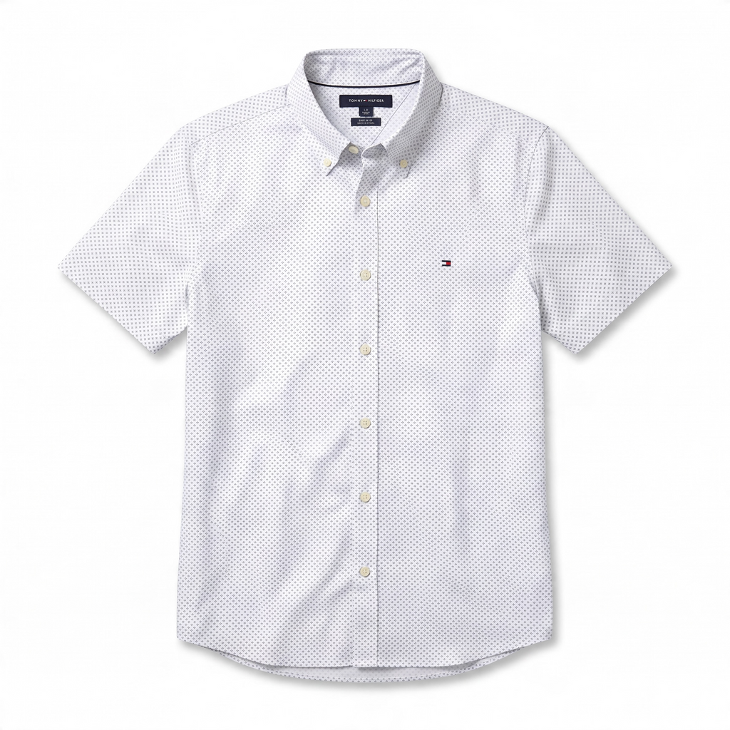 Camisa Tommy Hilfiger Slim fit manga corta talla L, modelo reducido, sirve para talla M