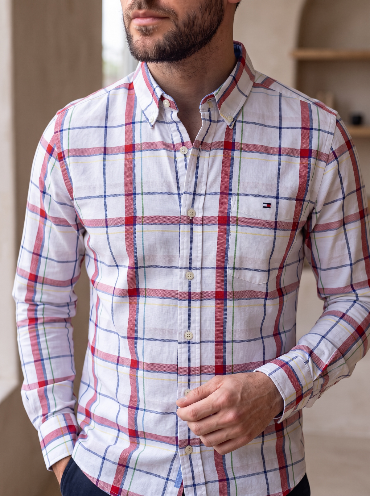 Camisa Tommy Hilfiger Classic Fit manga larga talla M