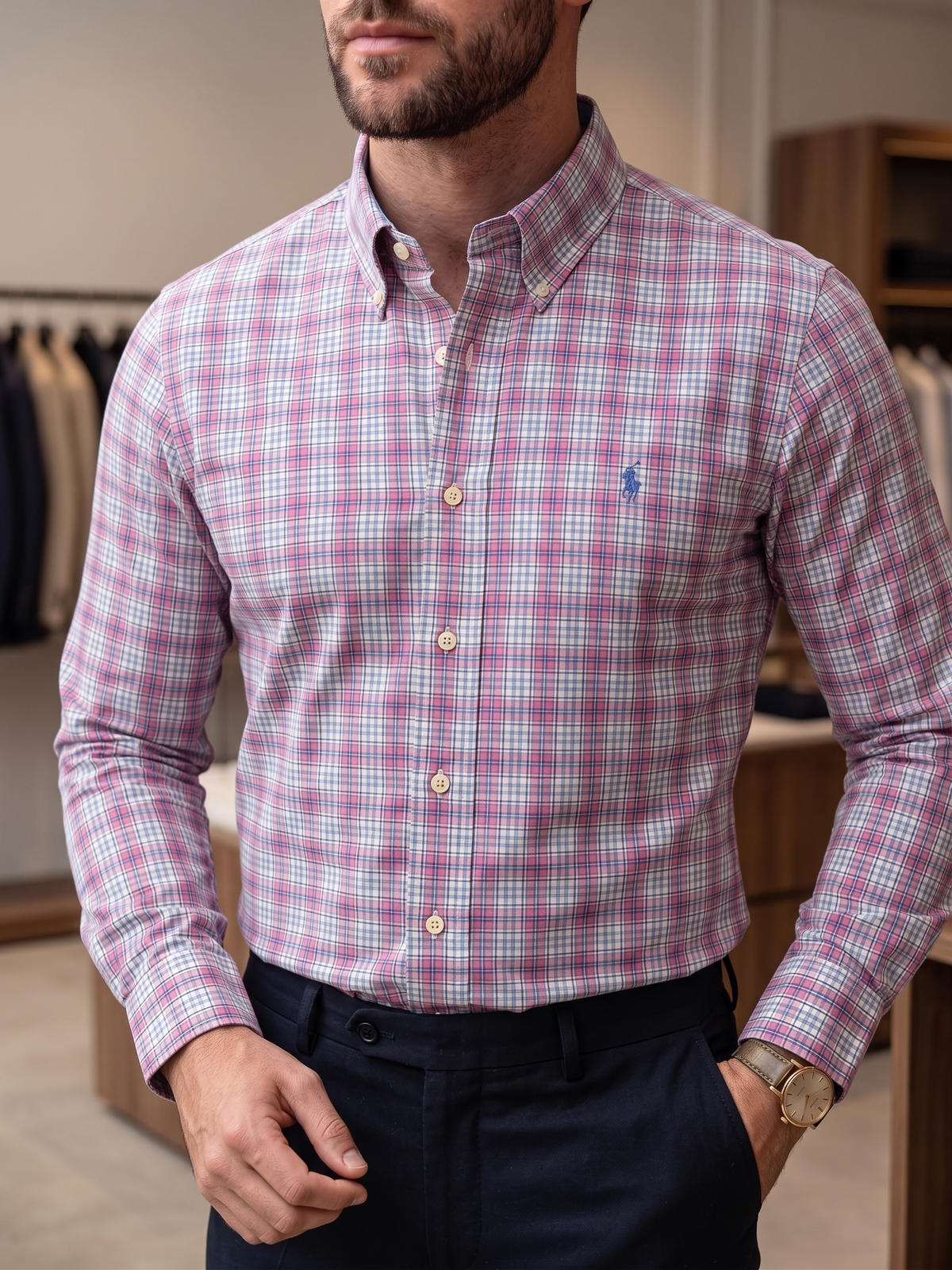 Camisa Polo Ralph Lauren Classic Fit manga larga talla XXL