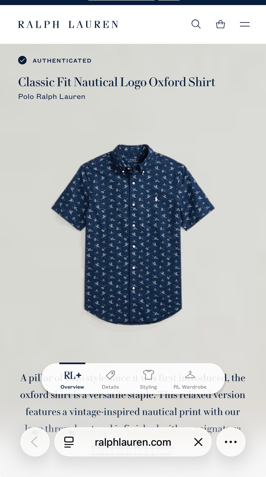 Camisa Polo Ralph Lauren Classic Fit Manga Corta Talla L