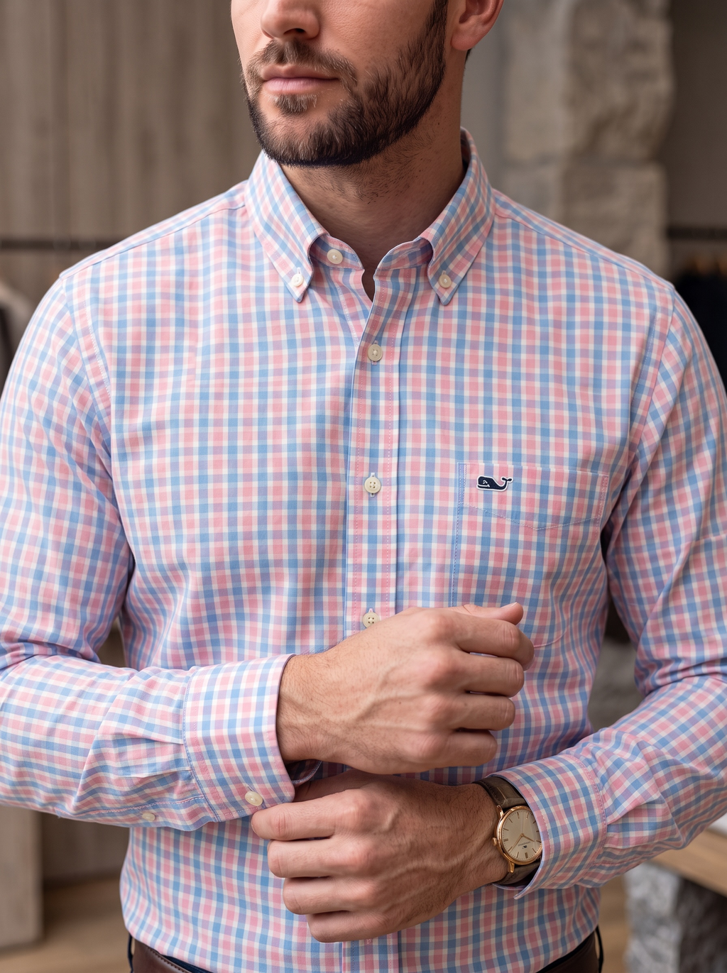 Camisa Vineyard Vines Classic Fit manga larga talla S