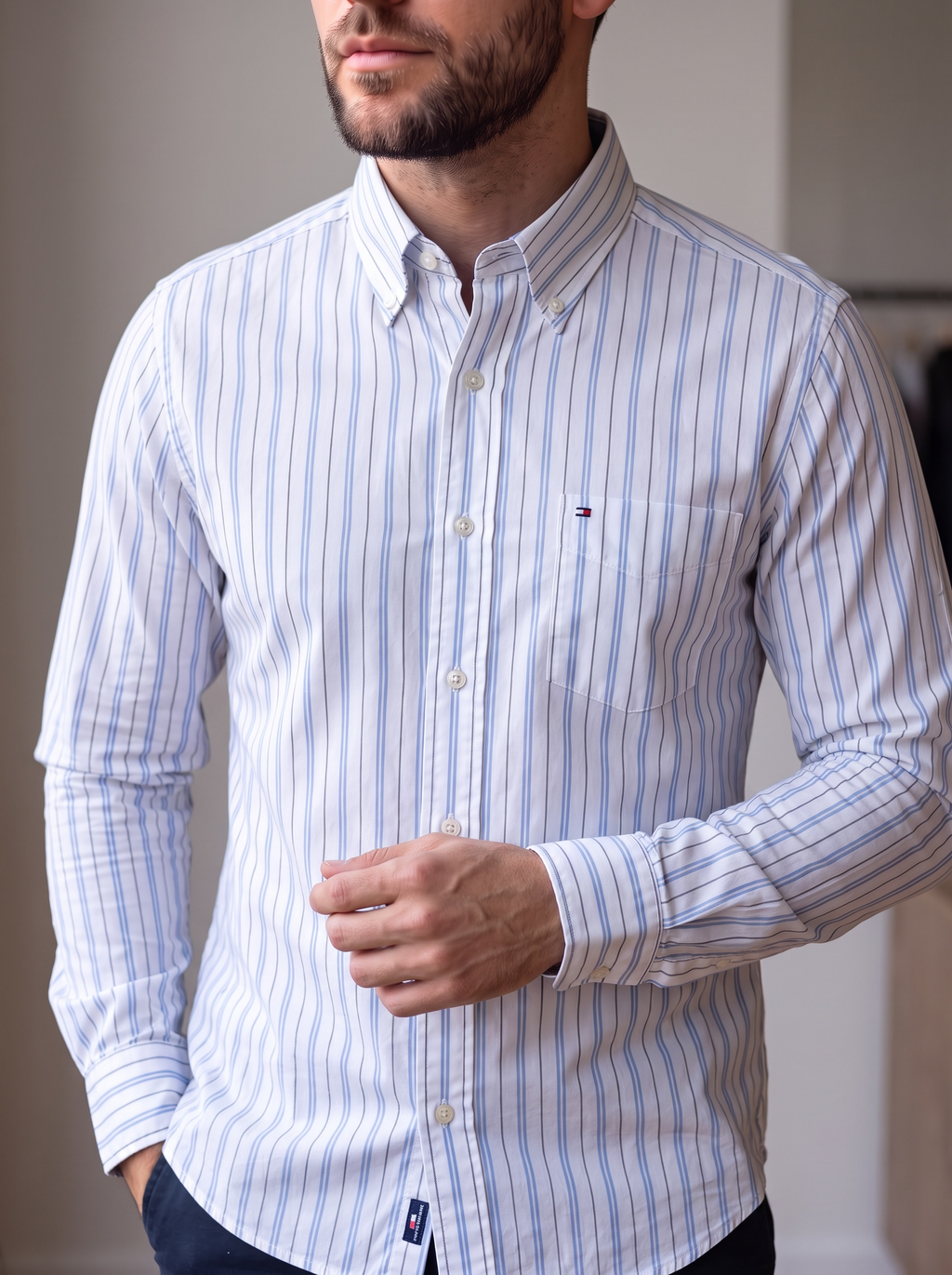 Camisa Tommy Hilfiger Classic Fit manga larga talla M
