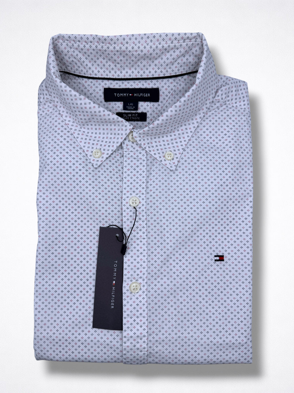 Camisa Tommy Hilfiger Slim fit manga corta talla L, modelo reducido, sirve para talla M