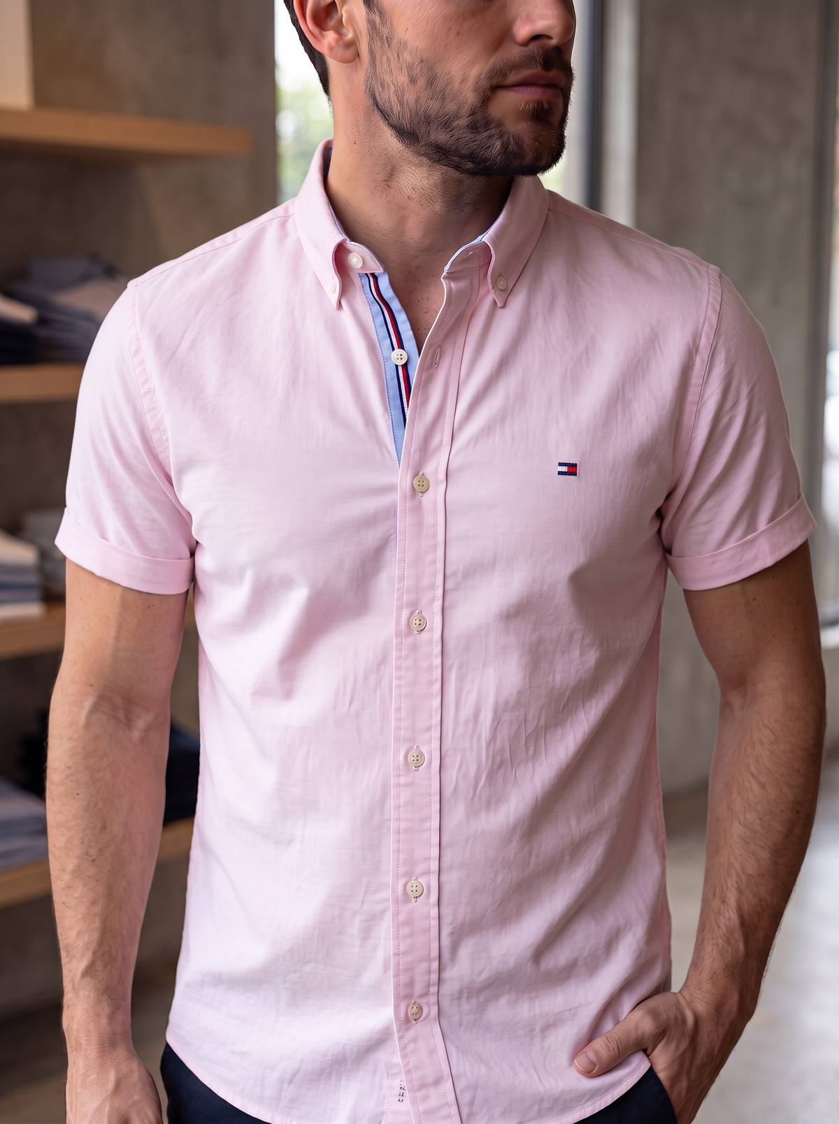 Camisa Tommy Hilfiger Classic Fit manga larga talla xl slim fit sirve para talla L