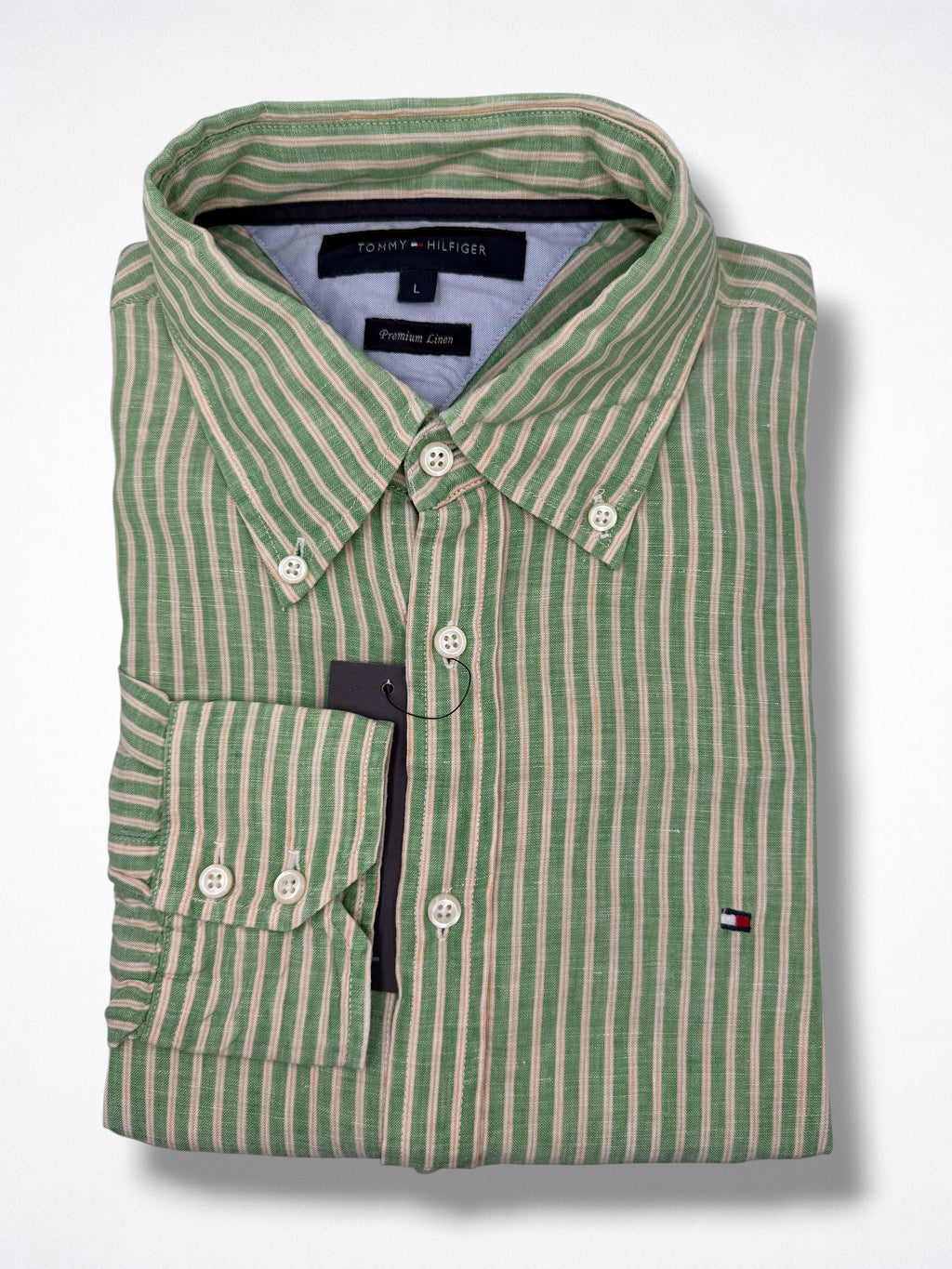 Camisa Tommy Hilfiger Classic Fit manga larga de lino talla L