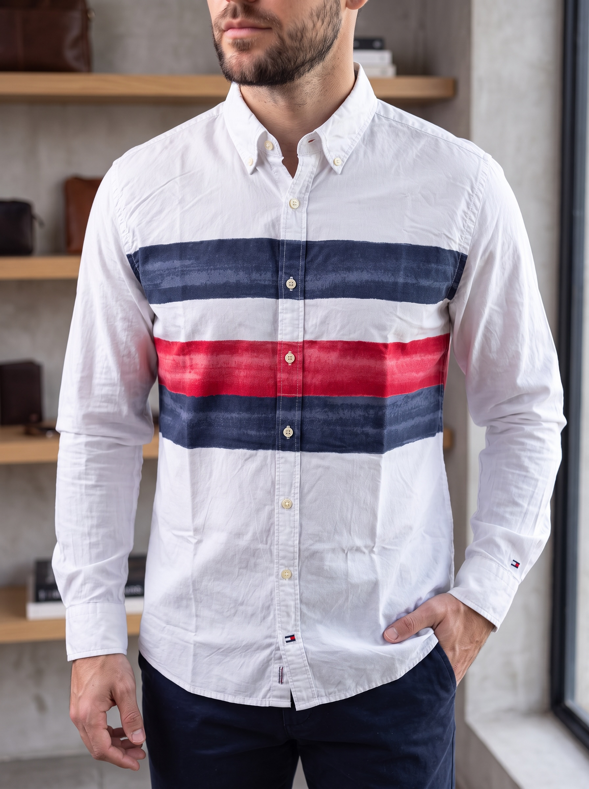 Camisa Tommy Hilfiger Classic fit manga larga talla L slim fit sirve para talla M