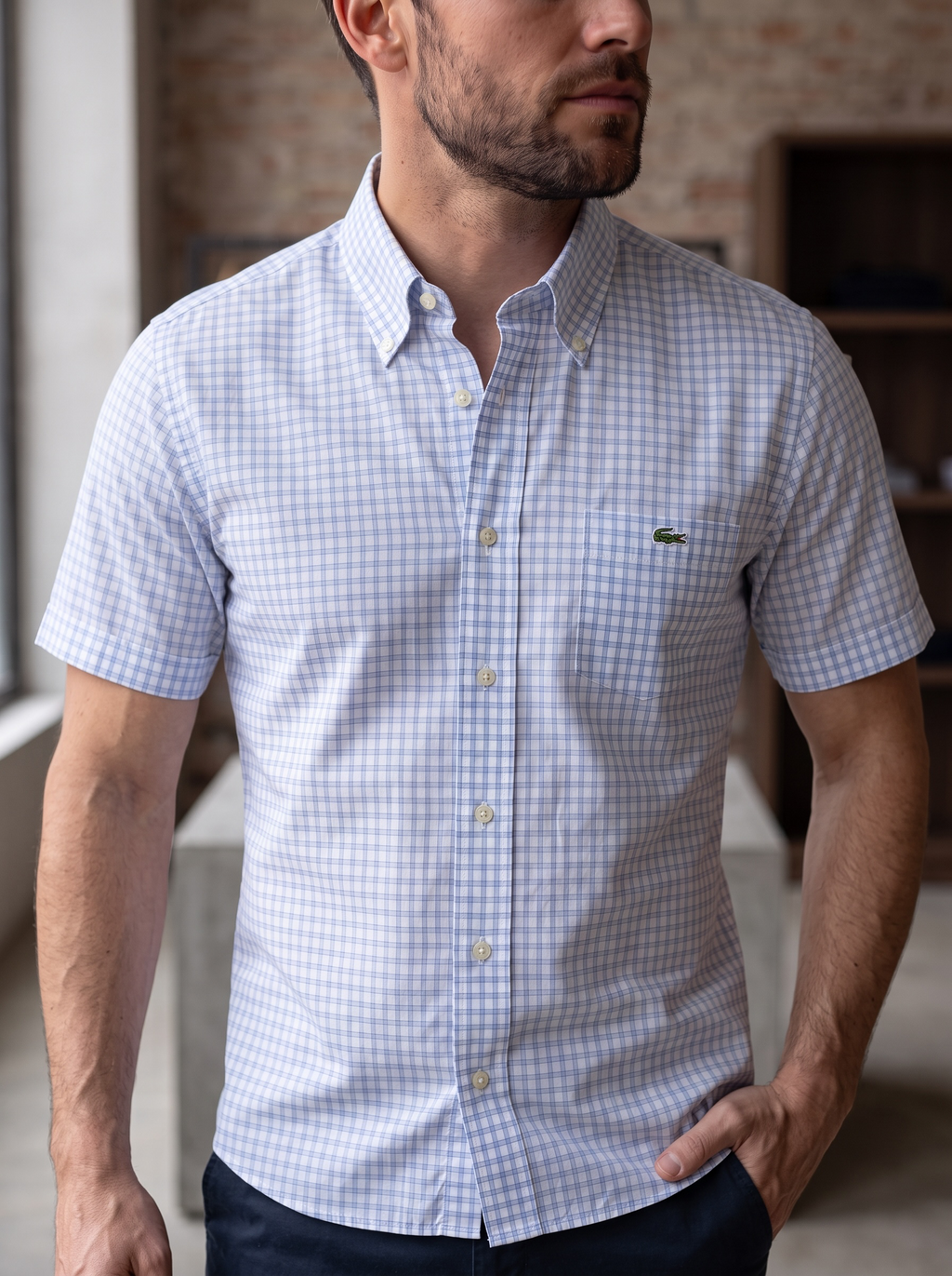 Camisa Lacoste Classic Fit manga corta talla XL
