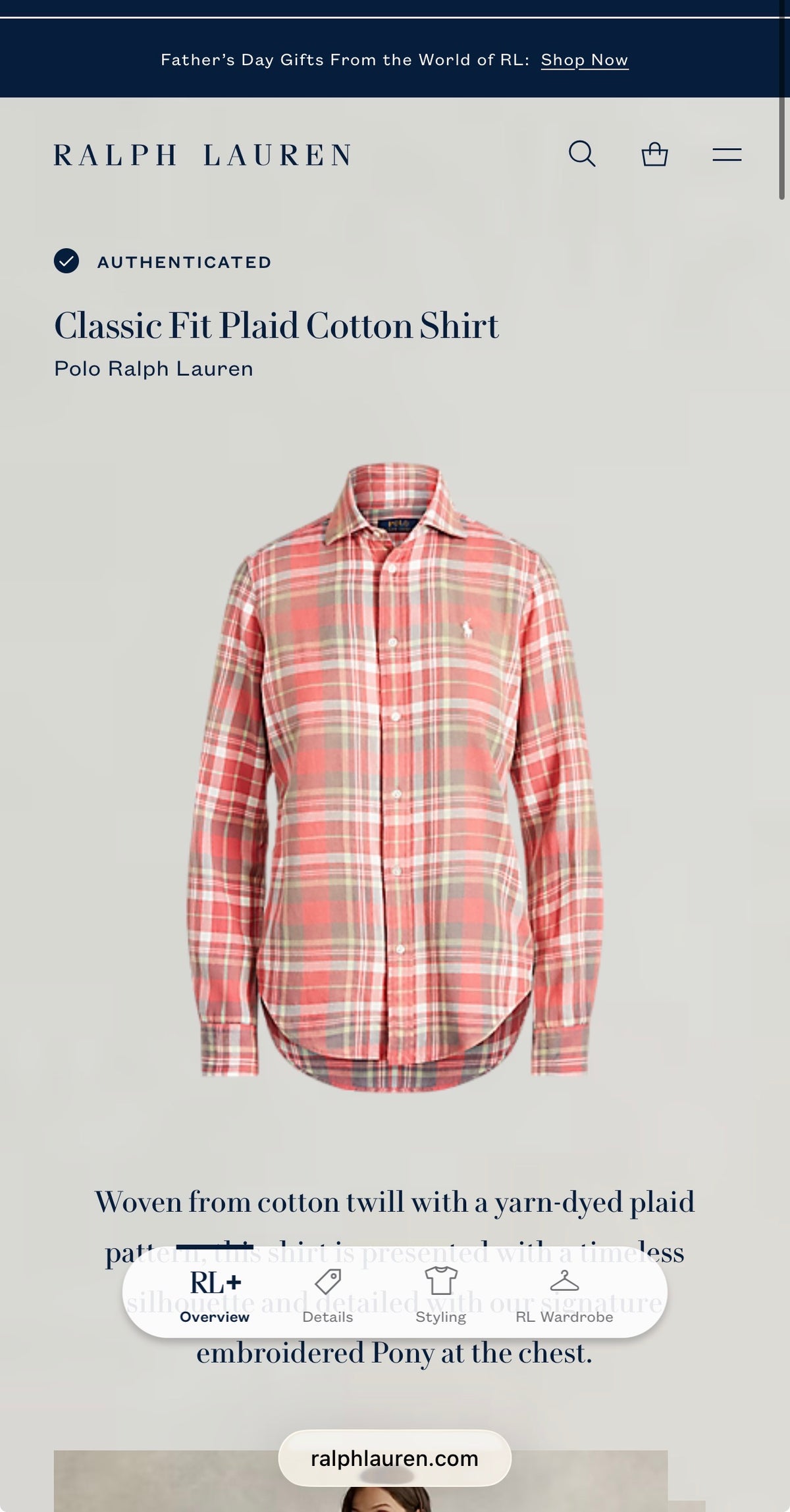 Camisa Polo Ralph Lauren Slim Fit Manga Larga Talla S
