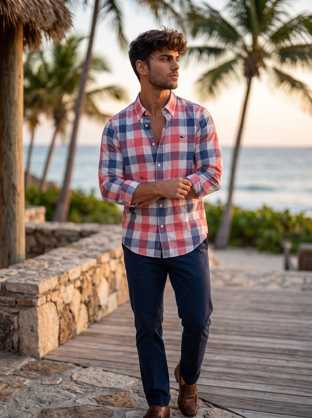 Camisa Vineyard Vines Slim Fit Manga Larga Talla XL