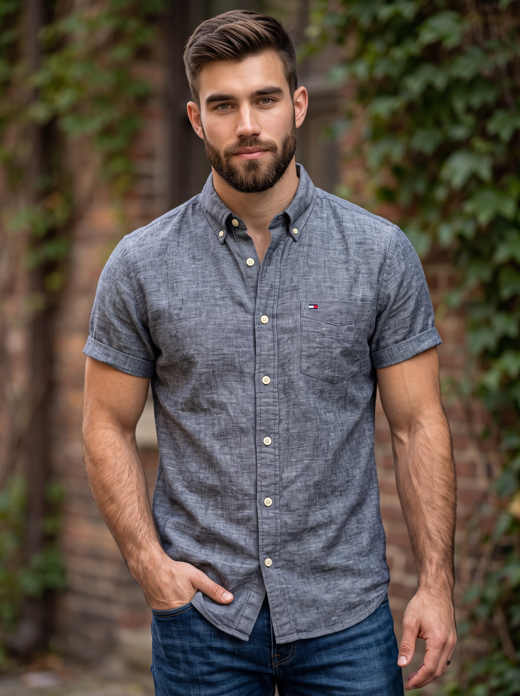 Camisa Tommy Hilfiger Slim Fit Manga Corta Talla XL