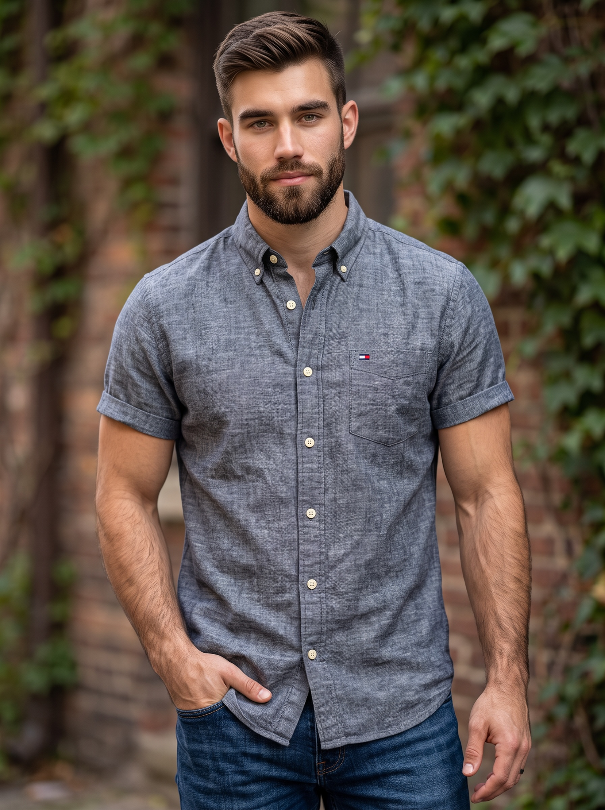 Camisa Tommy Hilfiger Slim Fit Manga Corta Talla XL
