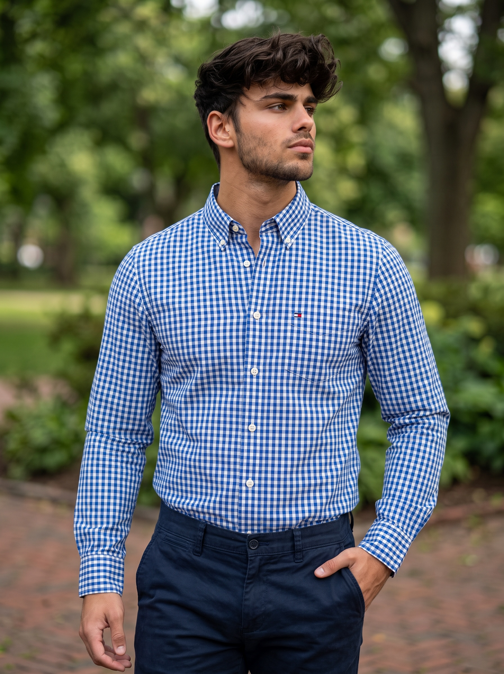 Camisa Tommy Hilfiger Custom Fit Manga Larga Talla L