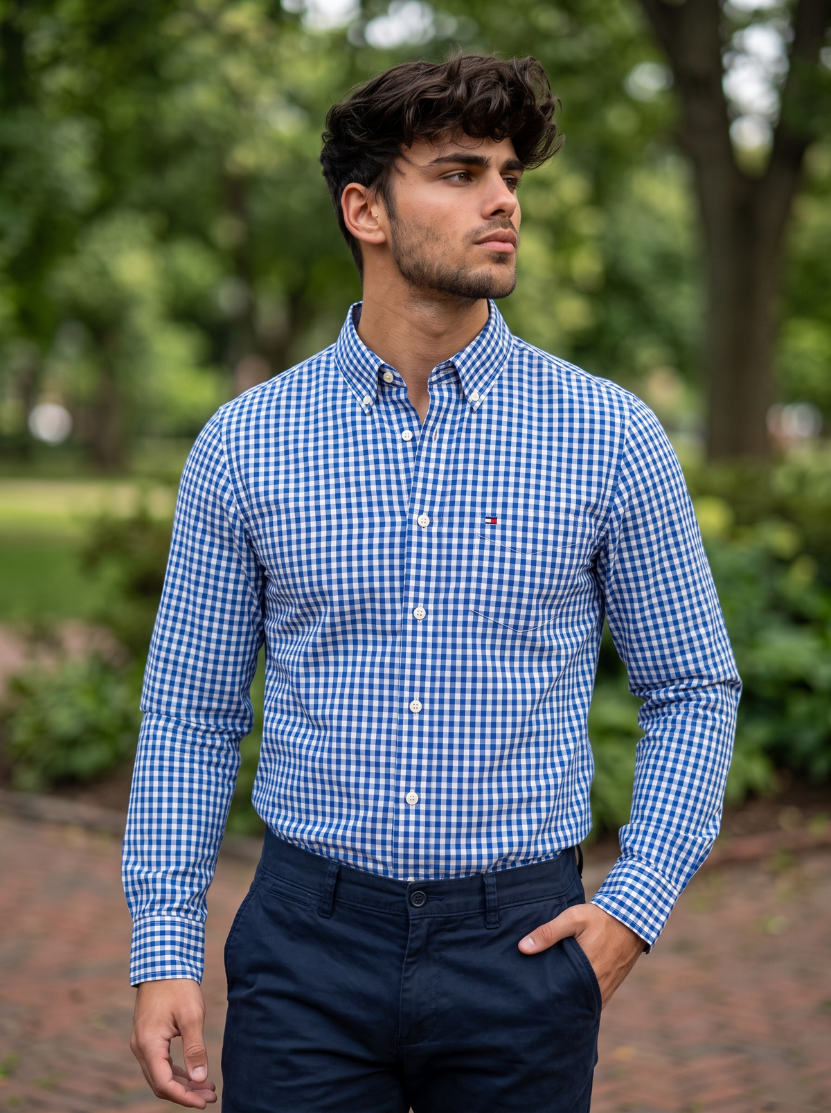 Camisa Tommy Hilfiger Custom Fit Manga Larga Talla L