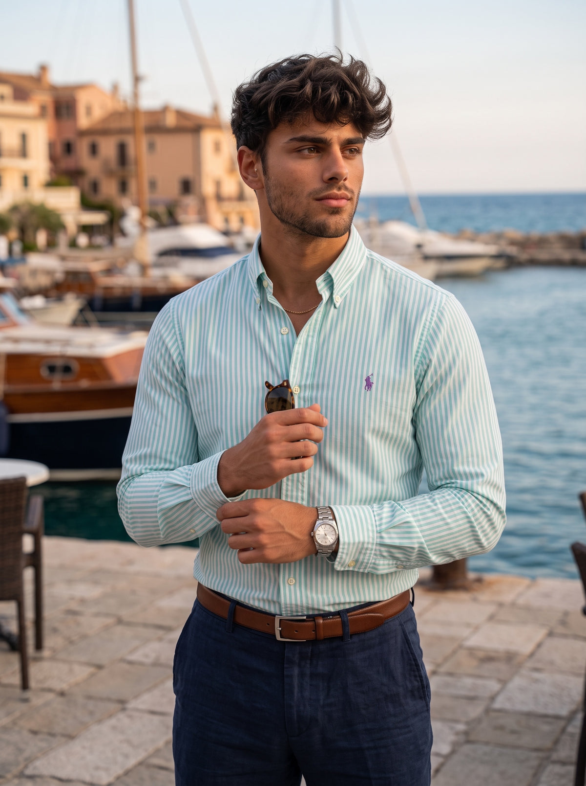 Camisa Polo Ralph Lauren Slim Fit Manga Larga Talla S