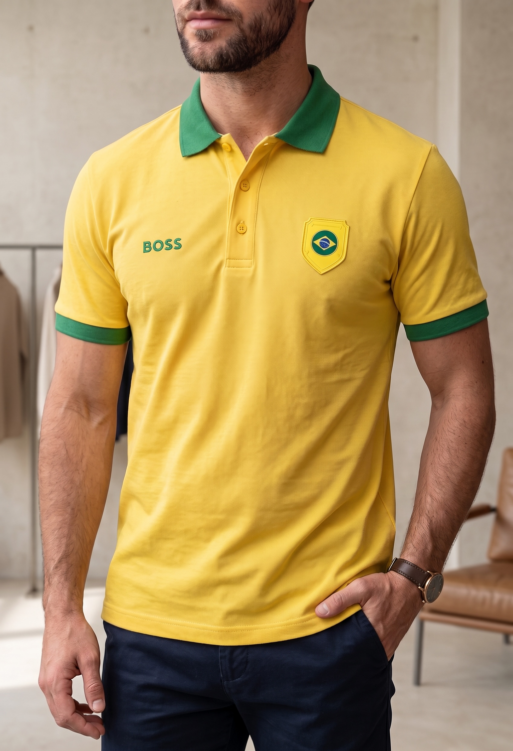 Playera Boss Edición Limitada  Brasil Regular Fit  Talla S