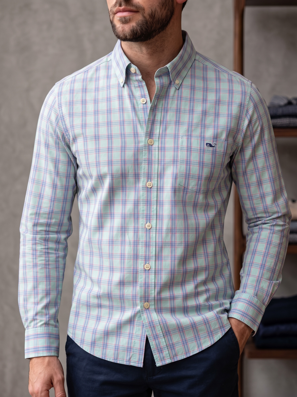Camisa Vineyard Vines Classic Fit manga larga talla L