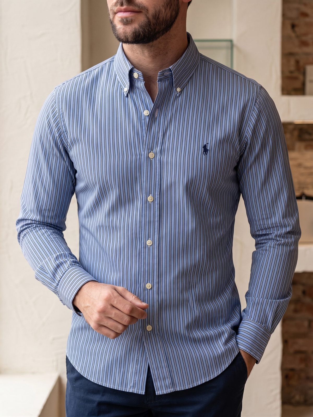 Camisa Polo Ralph Lauren Classic Fit Manga Larga Talla L