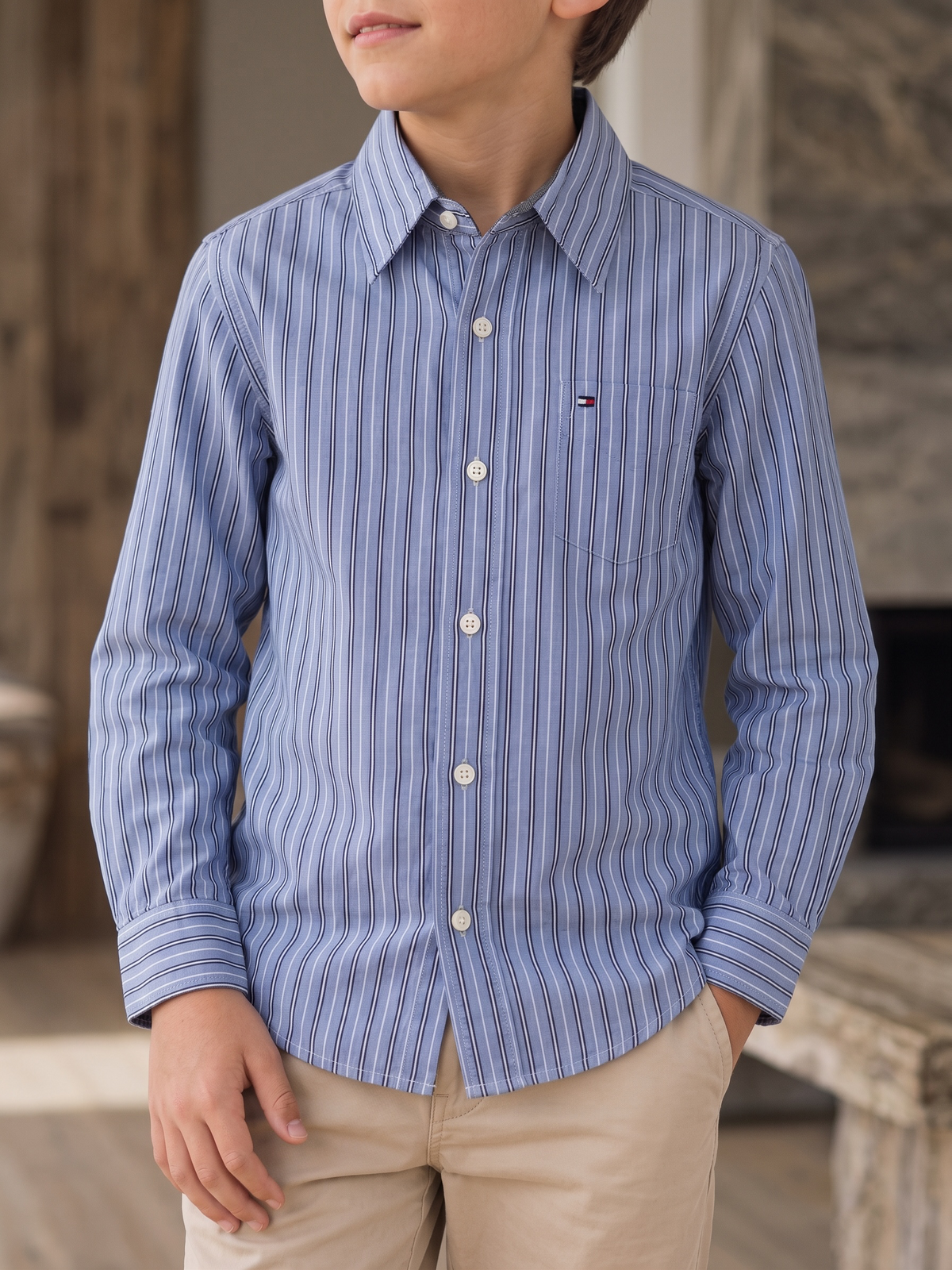 Camisa Tommy Hilfiger Classic Fit manga larga talla 5 niño
