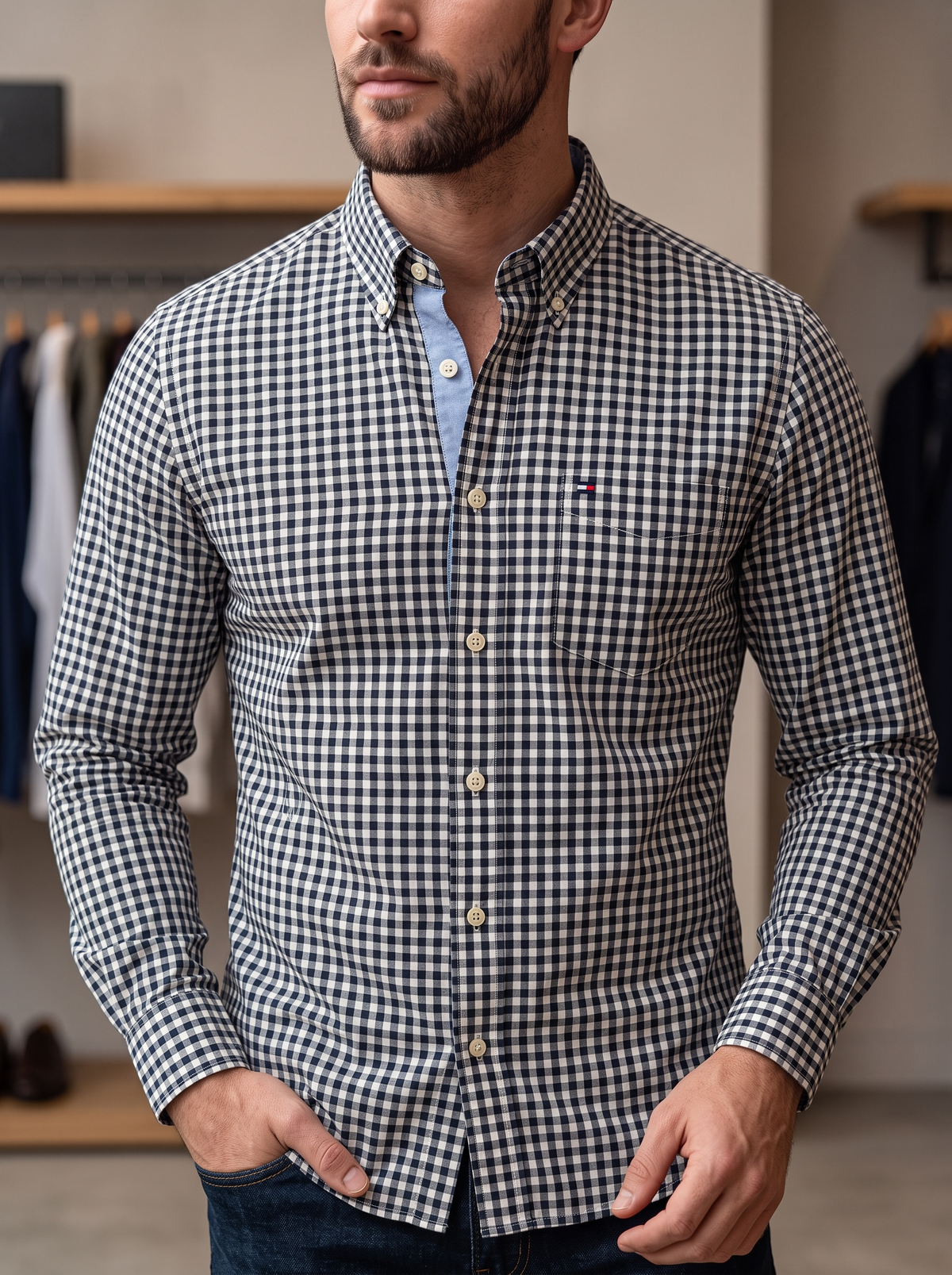 Camisa Tommy Hilfiger Classic Fit Manga Larga Talla XL