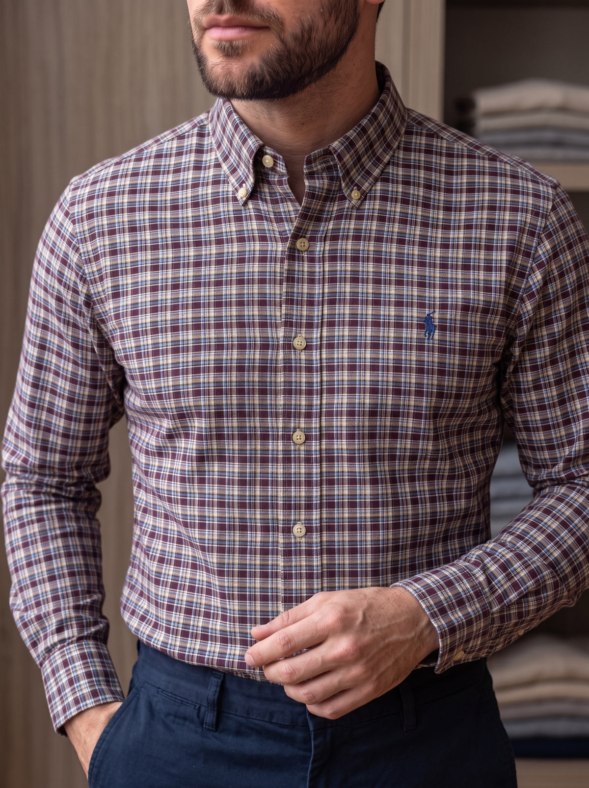 Camisa Polo Ralph Lauren Classic Fit Manga Larga Talla XL