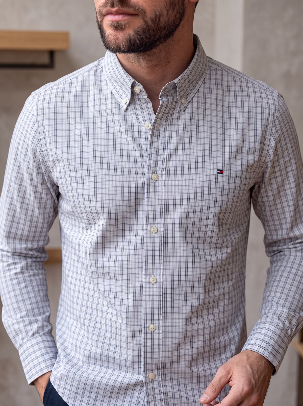 Camisa Tommy Hilfiger Custom Fit Manga Larga Talla XL