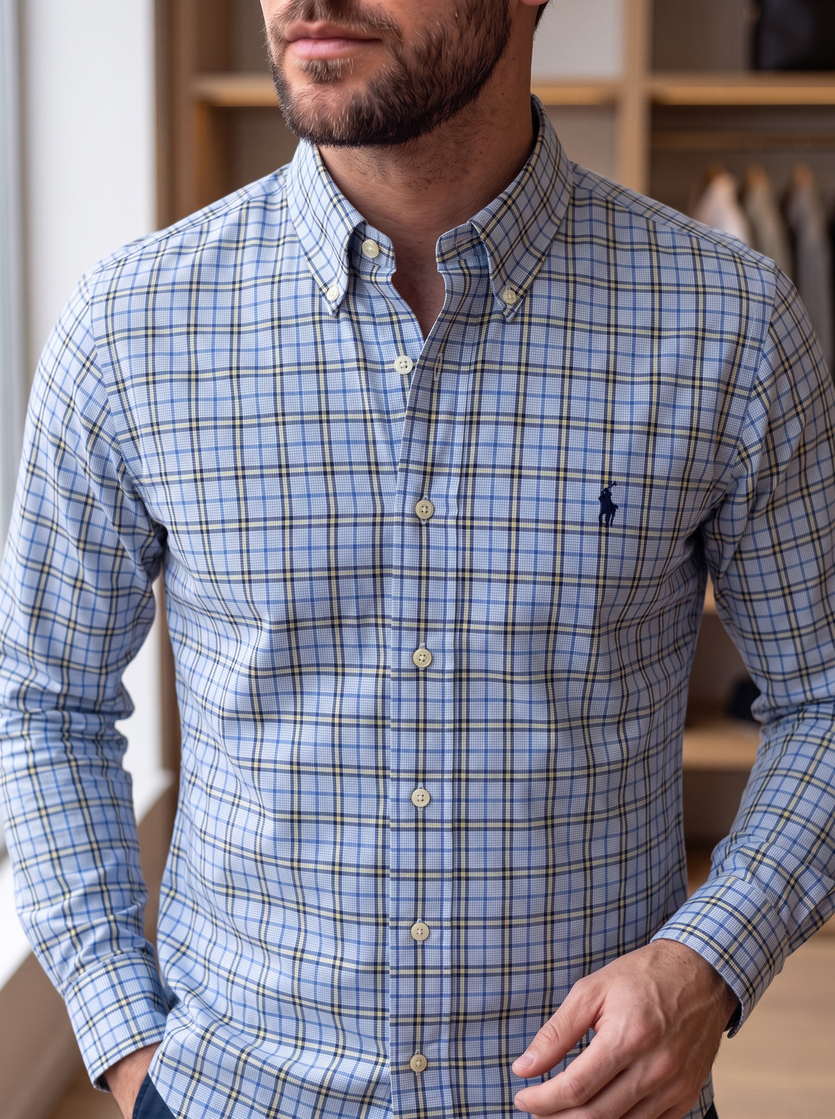Camisa Polo Ralph Lauren Slim Fit Manga Larga Talla S