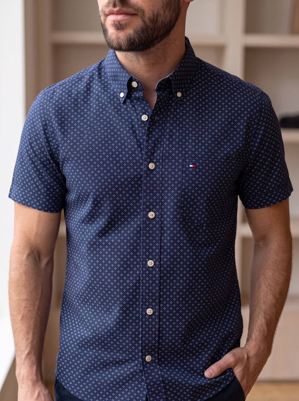 Camisa Tommy Hilfiger Classic Fit Manga Corta Talla S