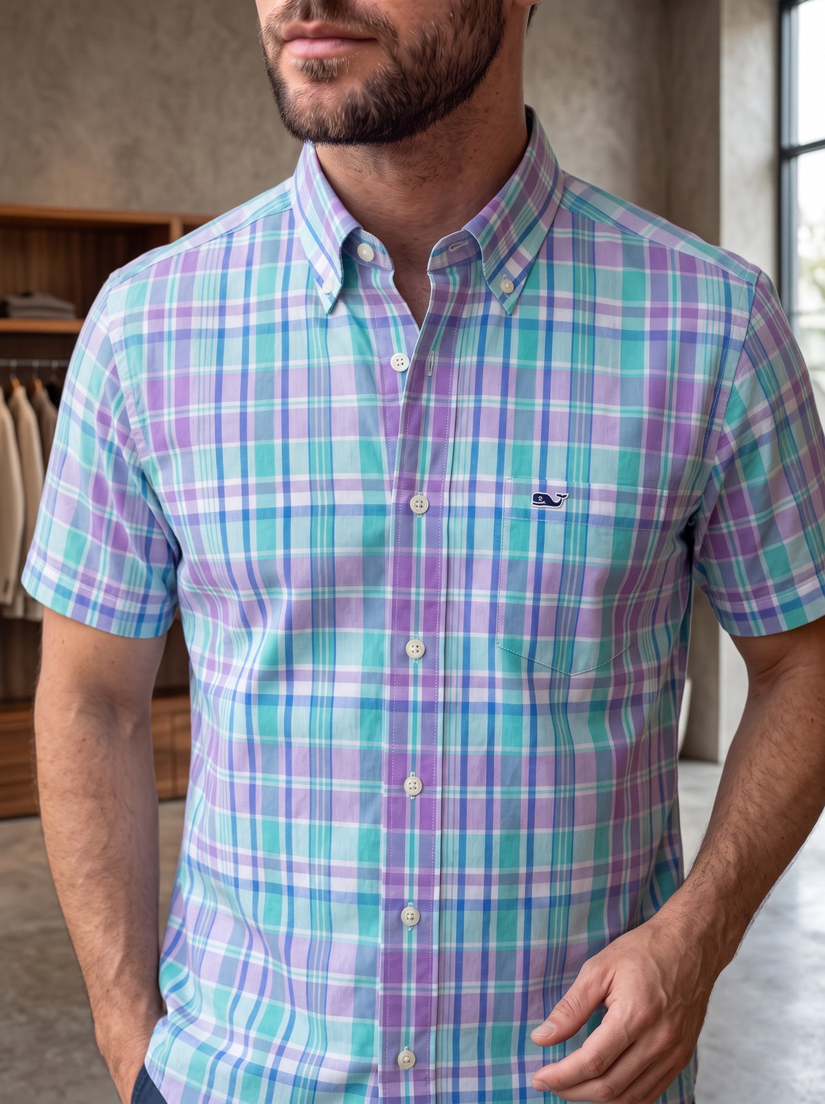 Camisa Vineyard Vines Classic Fit Manga Corta Talla S