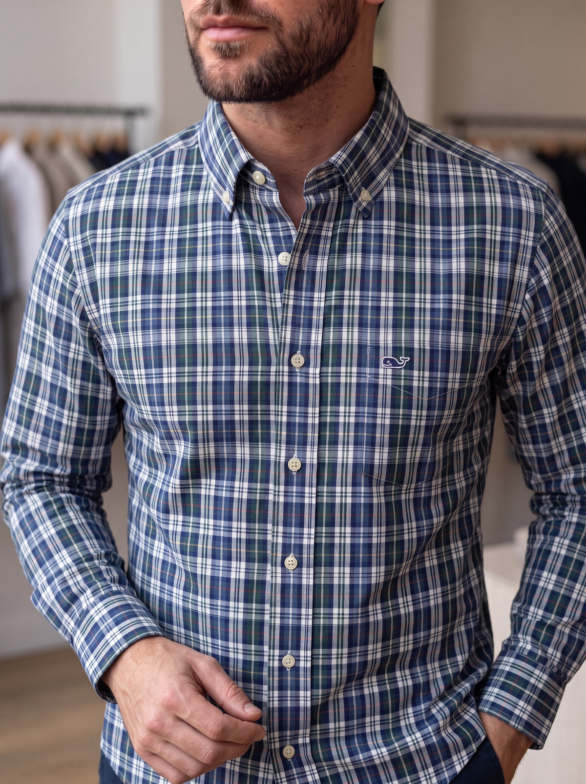 Camisa Vineyard Vines Classic Fit Manga Larga Talla L