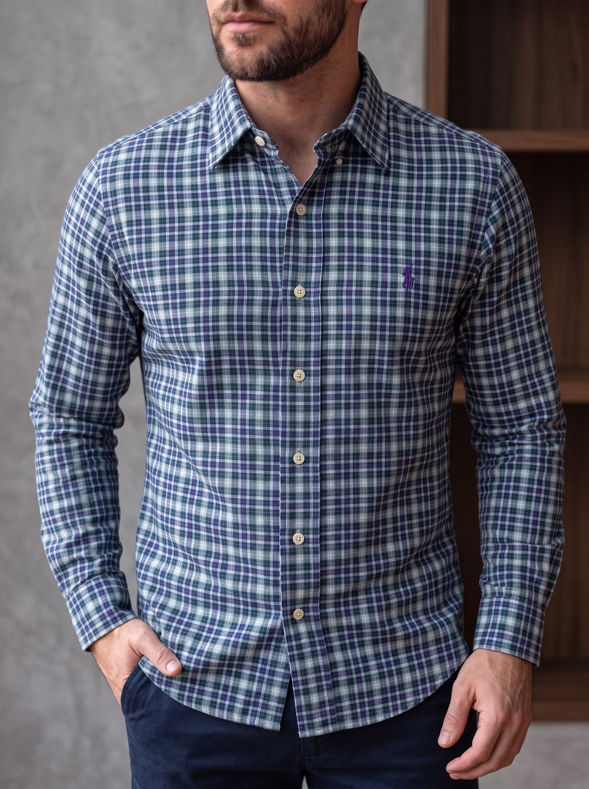 Camisa Polo Ralph Lauren Classic Fit Manga Larga Talla L