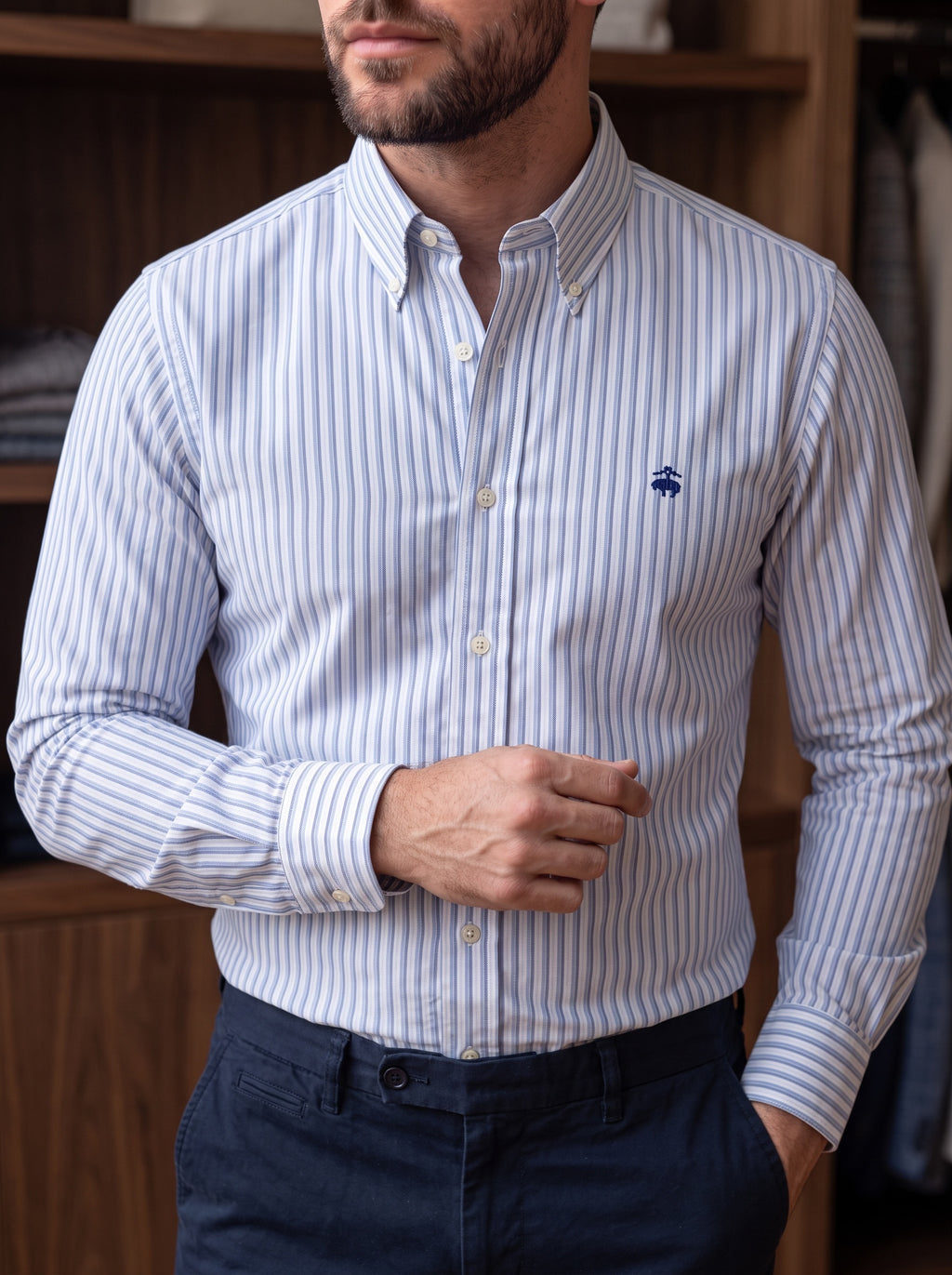Camisa Brooks Brothers Classic Fit Manga Larga Talla L