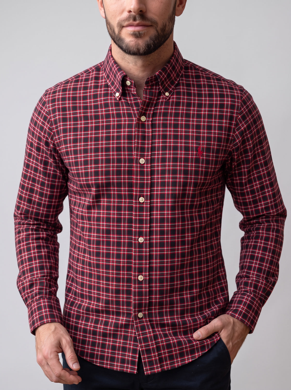 Camisa Polo Ralph Lauren Slim Fit Manga Larga Talla M