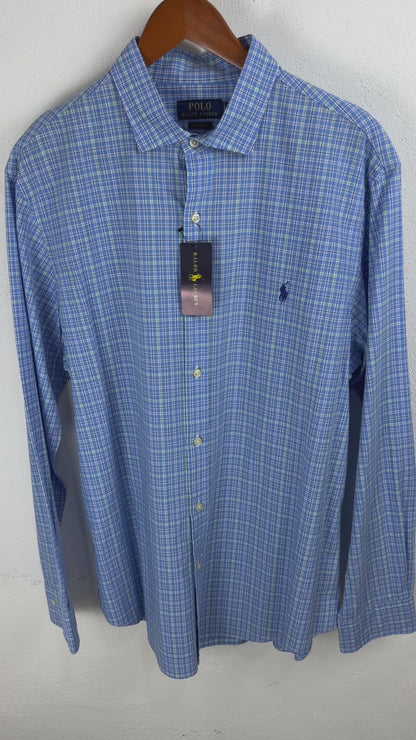 Camisa Polo Ralph Lauren Slim Fit 17 1/2 Manga Larga Talla XL